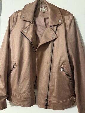 LOFT Dusty Rose Suede Moto Jacket